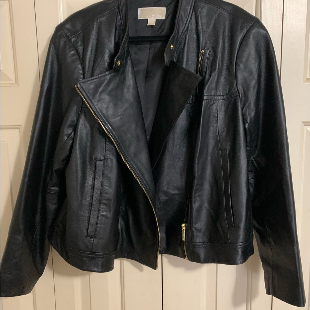 Michael Kors Women's Moto Black Leather Jacket 3X